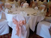 White Chair Cover Pink Taffeta Sash